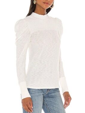 Nation LTD Mockneck Ruched Long Sleeve Cream Top XS